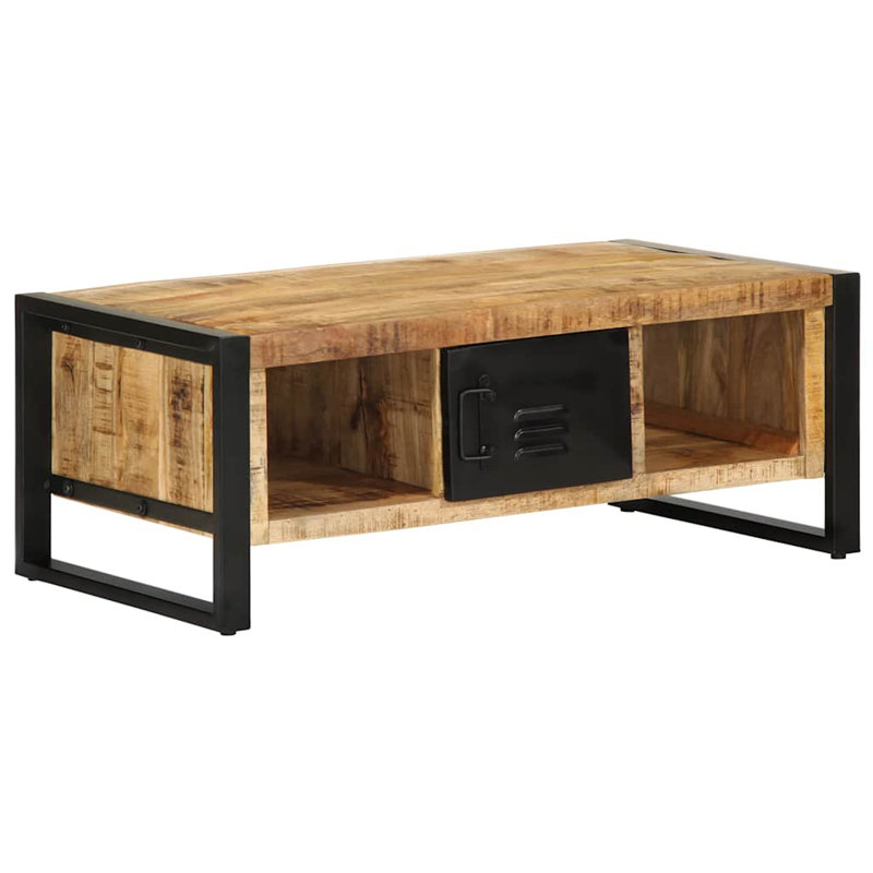 19-2 Coffee Table with Storage, Rough solid mango wood