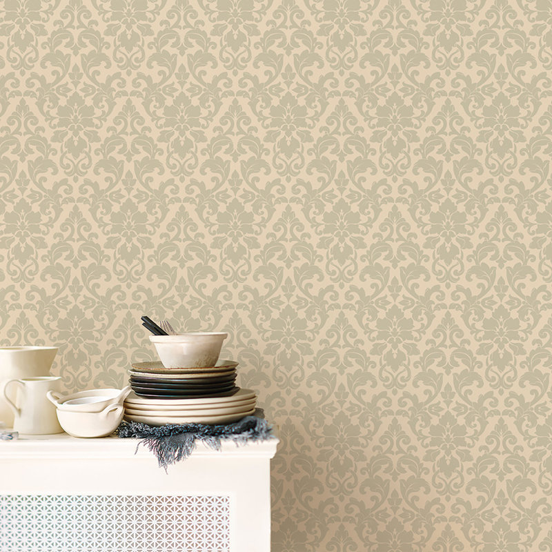 Positano 10m x 52.8cm Matte Wallpaper Roll, Cream/Green