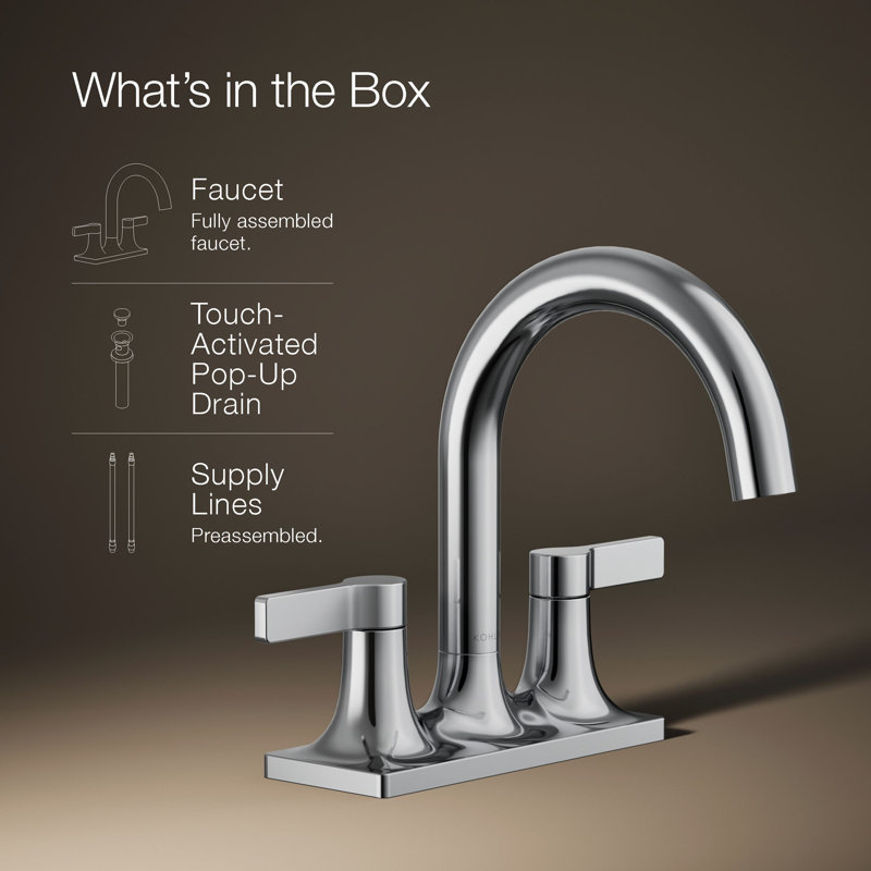 Venza Centerset Bathroom Sink Faucet 1.2 GPM, Polished Chrome