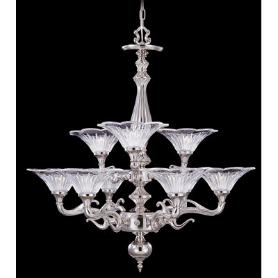 Yancy 9 - Light Glass Dimmable Tiered Chandelier