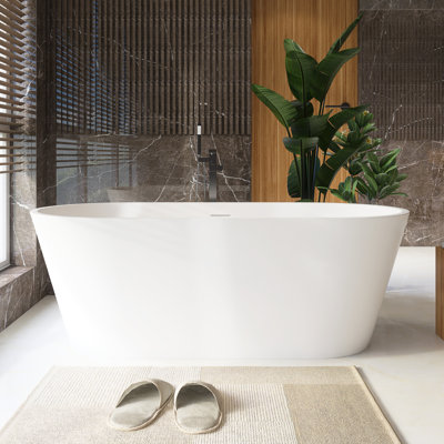 63'' x 29.5'' Freestanding Soaking Solid Surface Bathtub