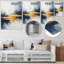 Tempête de marbre bleu et jaune IV - art mural abstrait en métal-680868870