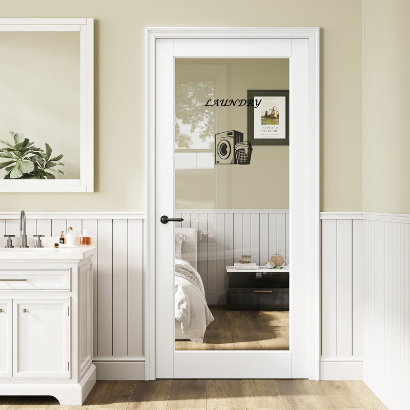 Porte de dalle en verre transparent d'intérieur 1-Lite, 36 po x 80 po, Blanc transparent
