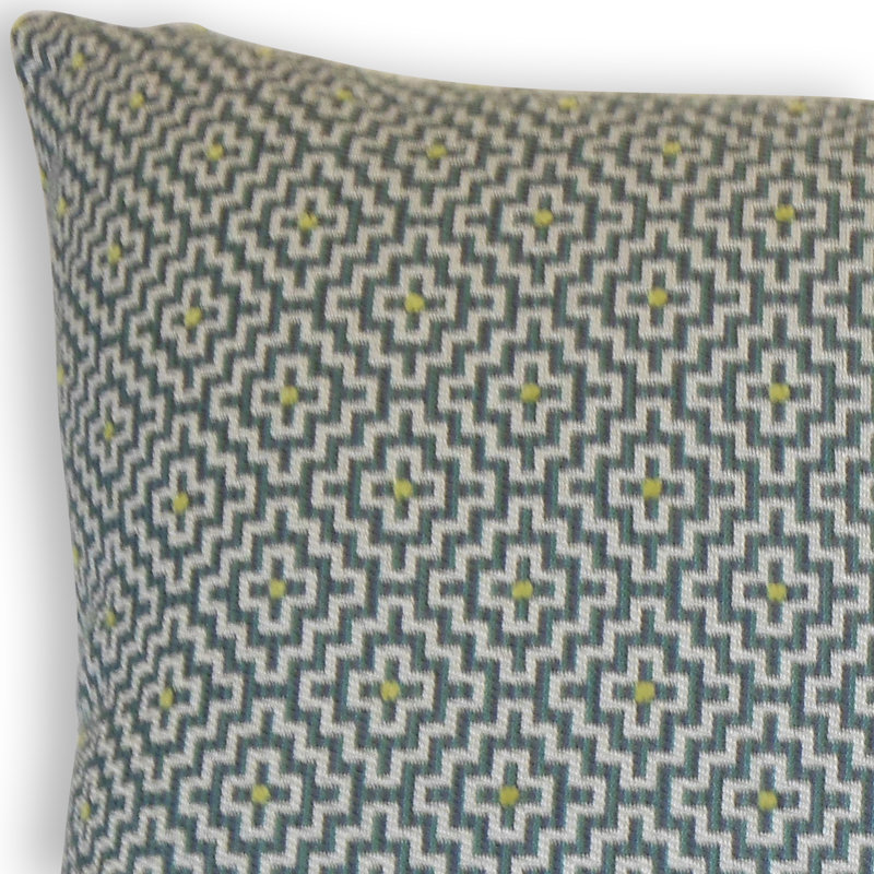Coussin décoratif à motif géométrique BEAUNE, Hauteur (18 po) x largeur (18 po), Lagon