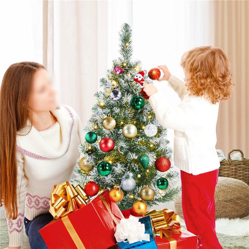 Green Spruce Flocked/Frosted Christmas Tree, 2' H, Pre-Lit