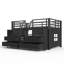 Lit simple mezzanine bas avec tiroirs de rangement, tablettes et lumières - Lit mezzanine en métal avec espace sous le lit indépendant, noir-129506365