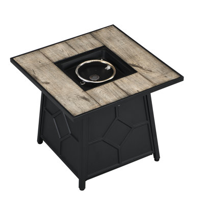 Table de foyer d'extérieur au propane 40 000, carré de 28 pouces, brun, + fer, facile à nettoyer, carré de décoration extérieure avec housse imperméable, matériau de qualité à utiliser