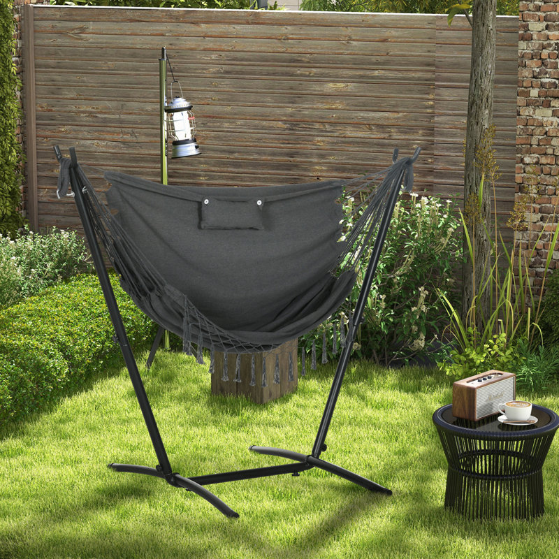 Chaise hamac 2 personnes avec coussin moelleux, Noir