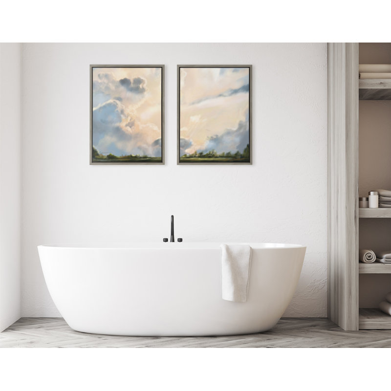 «Clouds» par Mary Sparrow, ensemble d'art mural sur toile encadrée, gris, 18 po x 24 po