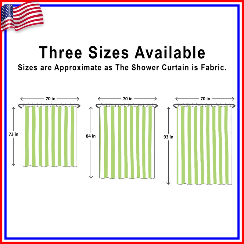 Green White Stripes Shower Curtains Extra Long, L 70 po x H 93 po