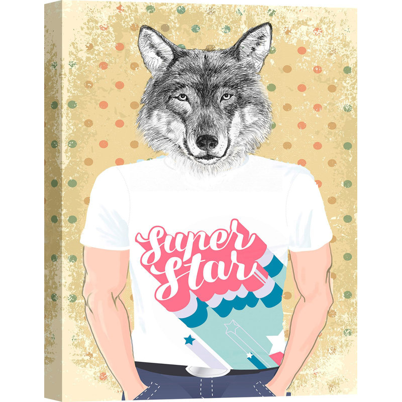 Super Star Wolf 1 Piece Wall Art, 80cm H x 60cm W, Wrapped Canvas