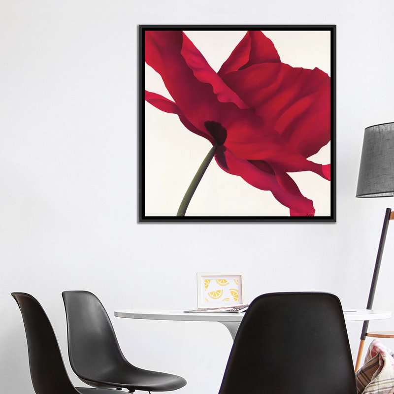 « papaver i », impression sur toile, H 18 po x l 18 po x P 1,5 po, Toile avec cadre noir, Pas de tapis