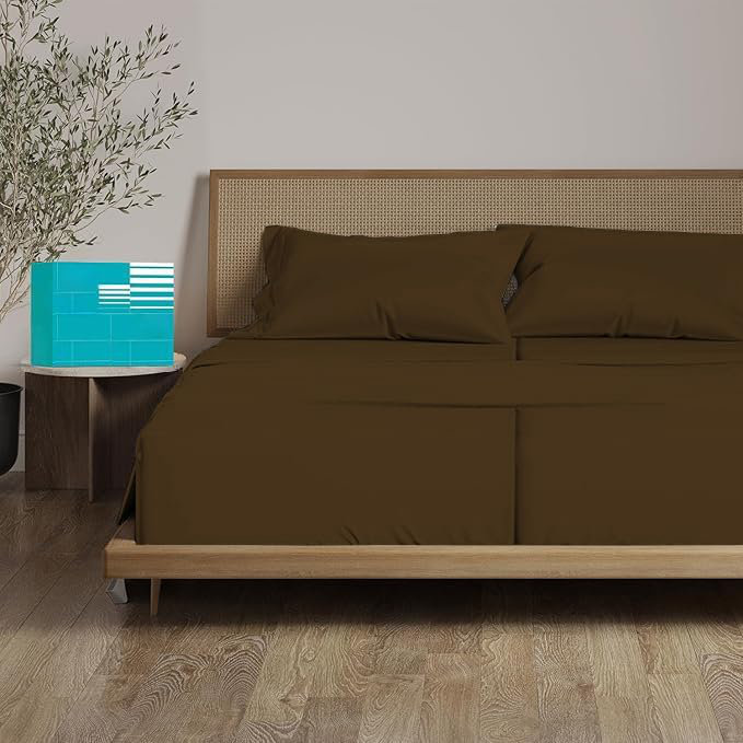 Split King Sheets for Adjustable Beds 100% Egyptian Cotton 1000 Thread Count Sheets - 5Pcs Split King Sheet Set 18" Inch Deep Pocket - Chocolate Solid