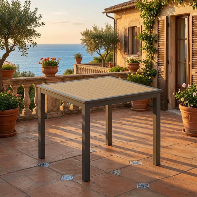 Table de patio d'extérieur en aluminium, 28.7" H x 35.4" W x 35.4" D