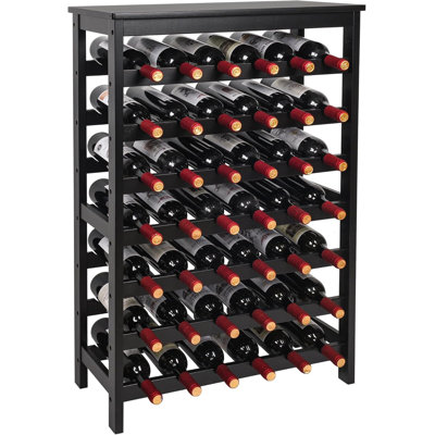 42 Bottles Bamboo Wine Rack,7-Tier Wine Rack Freestanding Floor With Table Top, Wine Storage Shelf For Kitchen Dining Room Bar