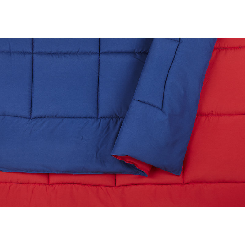 Peyton Solid Blue/Red Reversible Microfiber Comforter, Twin/XL Twin Comforter + 1 Sham