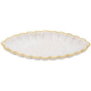 Vintage Enameled Aluminum Scallop Seashell Serving Platter