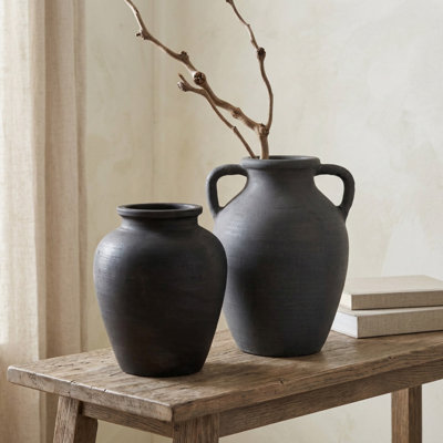 Ensemble de 2 vases décoratifs en terre cuite pour la décoration intérieure