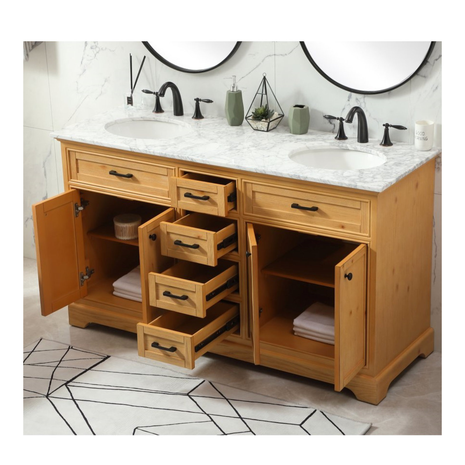 Hermes 60'' Double Bathroom Vanity, Natural
