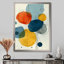 «Minimalist Meditation Stone Collage», décoration murale moderne Mid-Century, art mural moderne encadré bleu Mid-Century
