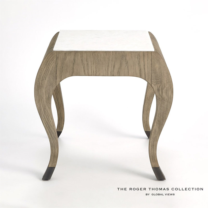 Paris Marble End Table, Grey Sandblasted Oak, White