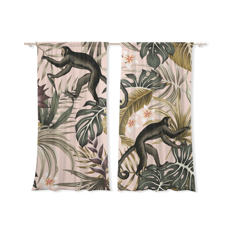 Isabea Jungle Slot Top Blackout Curtains, 145 W x 200 D cm