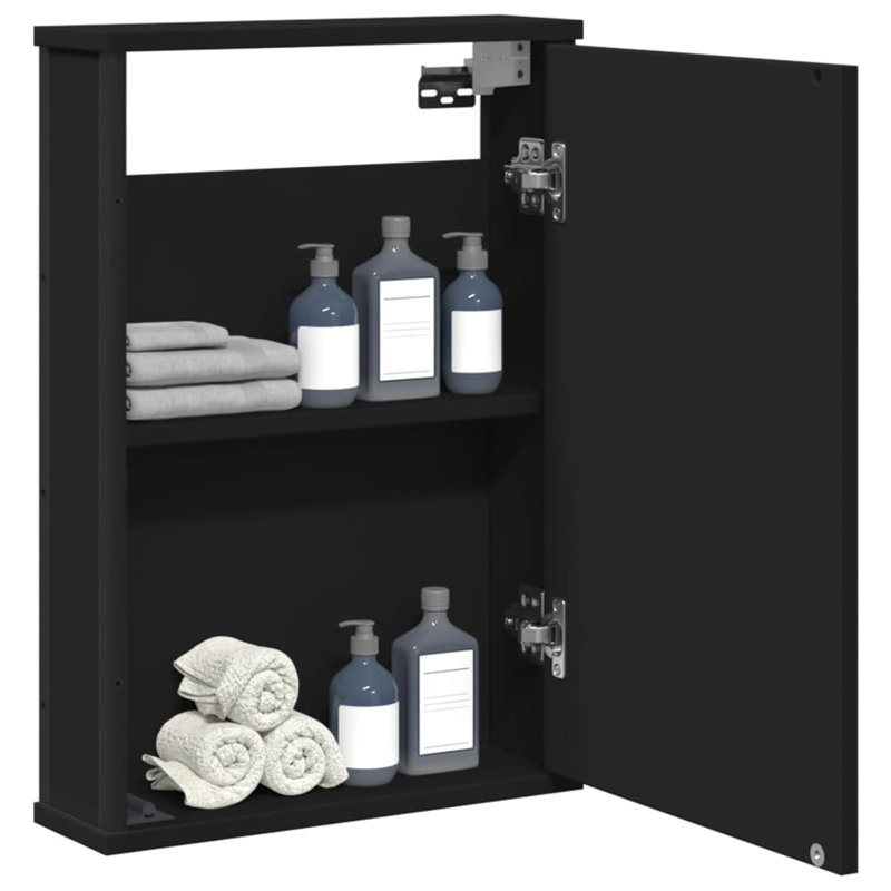 Armoire de miroir de salle de bain vidaXL Bois d'ingénierie, verre, Noir