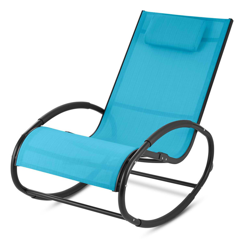 Metal Outdoor Chair, Blue, Black