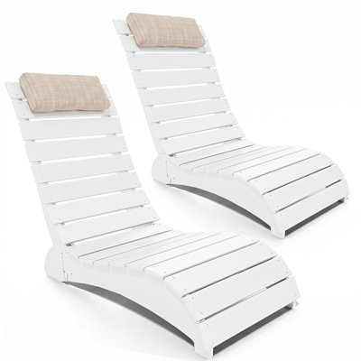 HDPE Patio Chaise Lounge, Waterproof Ergonomic Design with 3-Position Adjustable & Headrest, for Pool, Deck & Beach