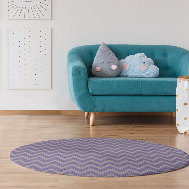 Chenille Chevron Indoor Rug, Round 5'