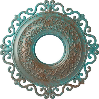 Médaillon de plafond Endurathane Orrington, diamètre extérieur de 22 po x P 6 1/4 po x P 1 3/4 po (convient aux auvents jusqu'à 6 1/4 po), finition patine cuivrée peinte à la main