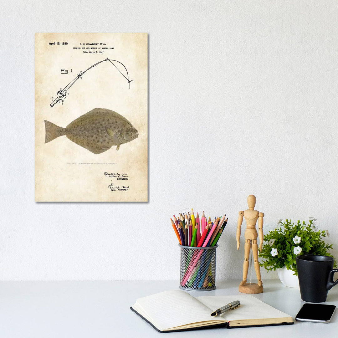 Halibut Fishing Lure by Patent77 - Wrapped Canvas Gallery-Wrapped Canvas Giclée