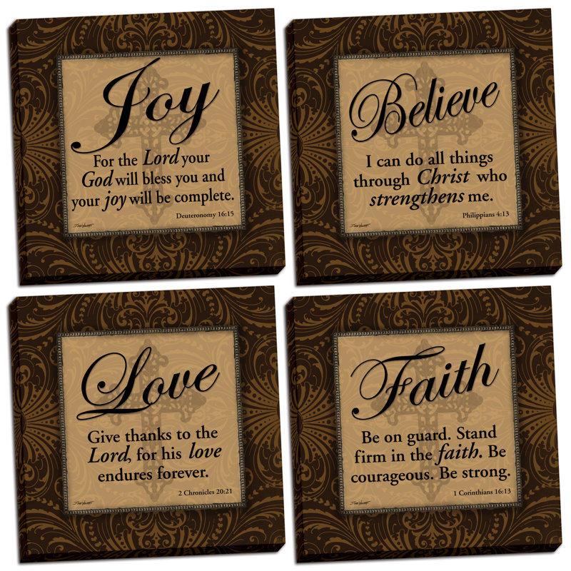 " Classic Religious Quotes " by Todd Williams 4 - Pieces, 12" H x 12" W, Wrapped Canvas
