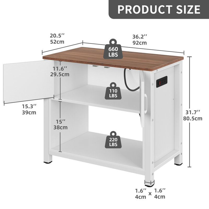 White Heavy Duty Metal Aquarium Stand with Storage Cabinet and LED Light