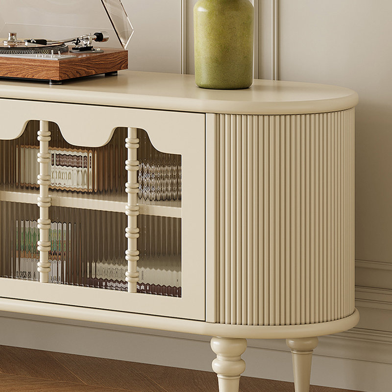 Meuble télé en bois de cerisier style français, H 24 po x L 86,61 po x l 15,75 po