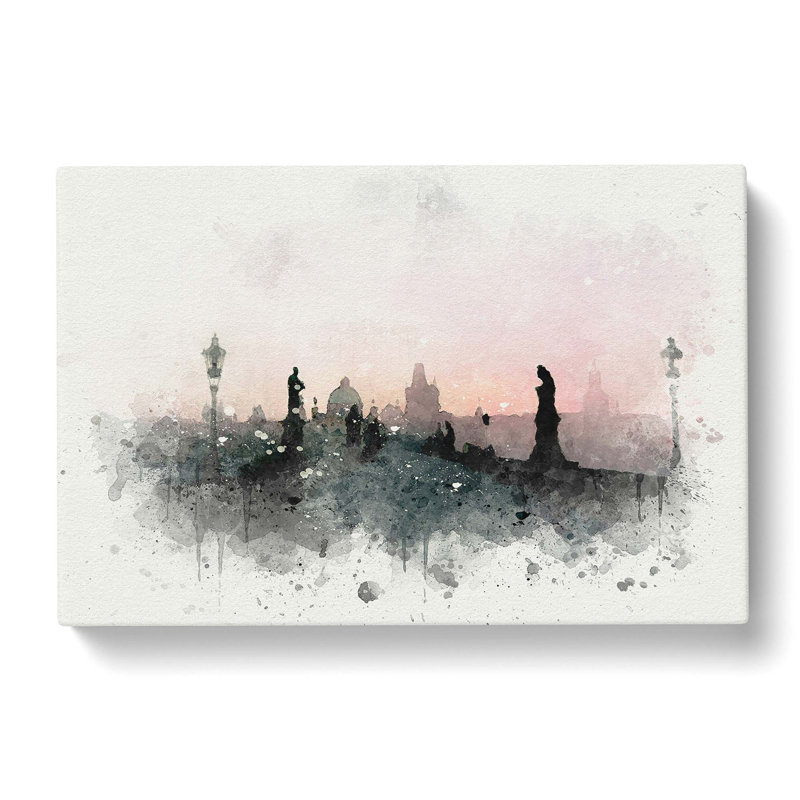 Charles Bridge In Prague In Abstract - Wrapped Canvas Painting, 35cm H x 50cm W x 3cm D