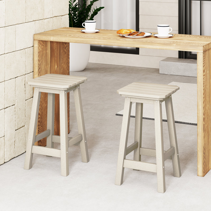 Tabouret de comptoir carré 24 po Laguna, Gris clair