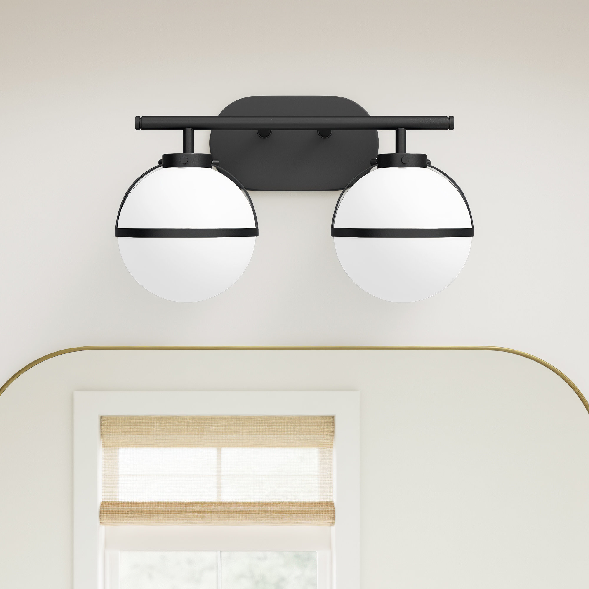 Adneta 2 Light Frosted Dimmable Vanity Light, Black