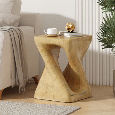 Table d'appoint à forme torsadée, texture semblable au bois, aspect naturel, eau, convient aux espaces de salle à manger et de détente, capacité de 200 lb, conception couleur de 11,57 po x 11,57 po x 17 po, utilisation intérieure ou extérieure, supporte les plantes