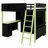 Wood Loft Bed With Desk, Ample Storage Space And Light-1346413595
