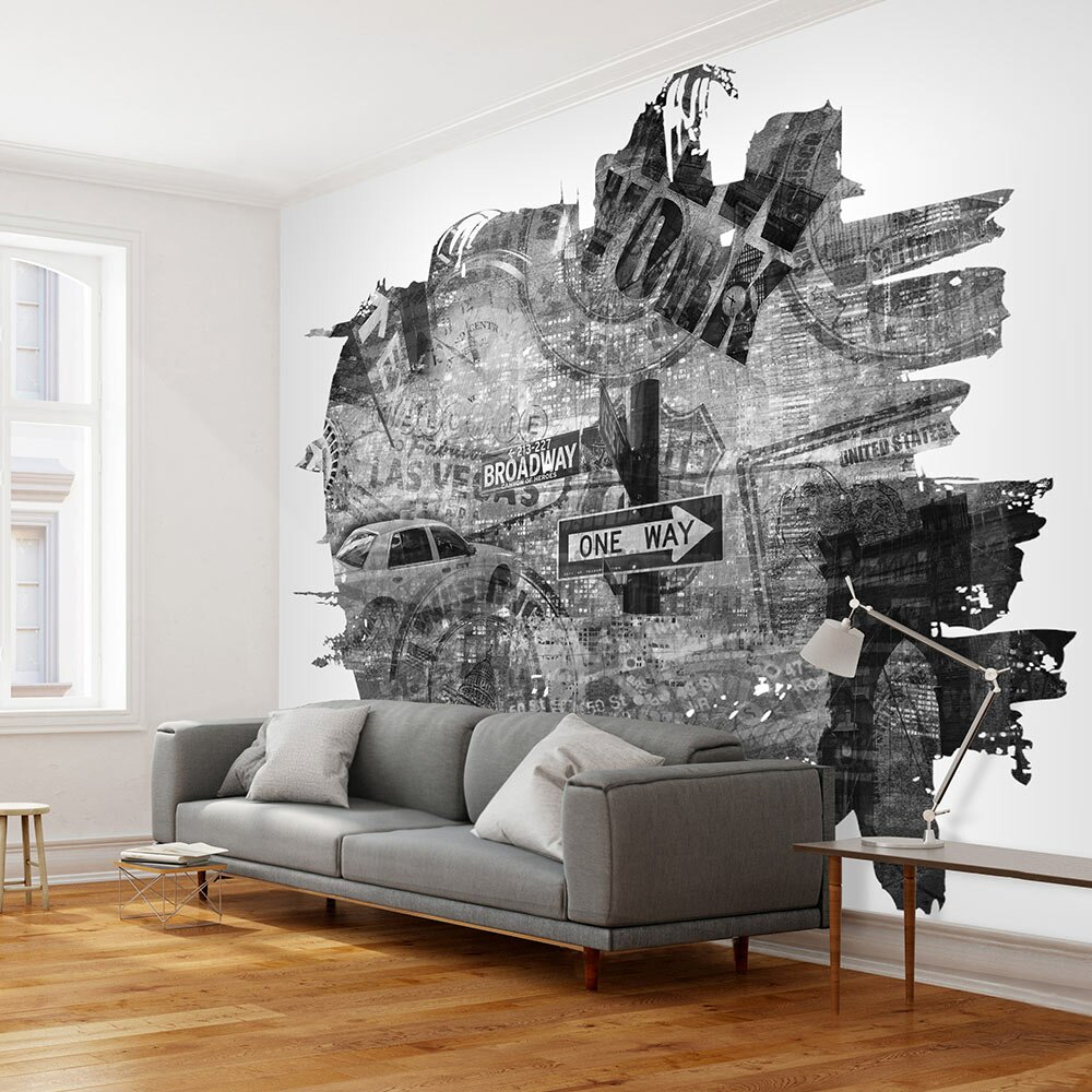 Fototapete Schwarz-weiße New York-Collage 231 cm x 300 cm