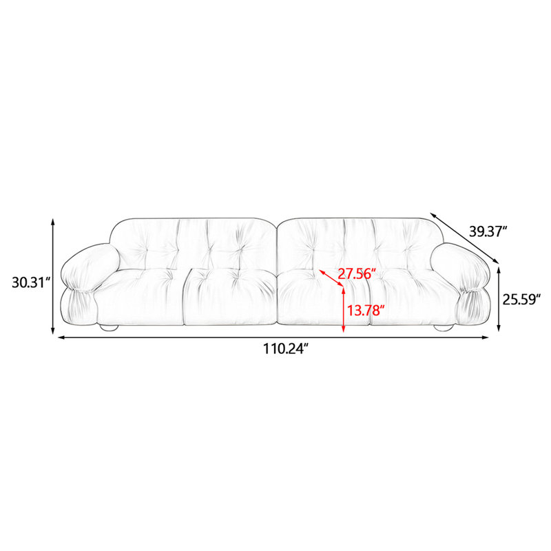 Canapé modulaire blanc en similicuir, 30,31 po H x 110,24 po L x 39,37 po P, 4, Blanc