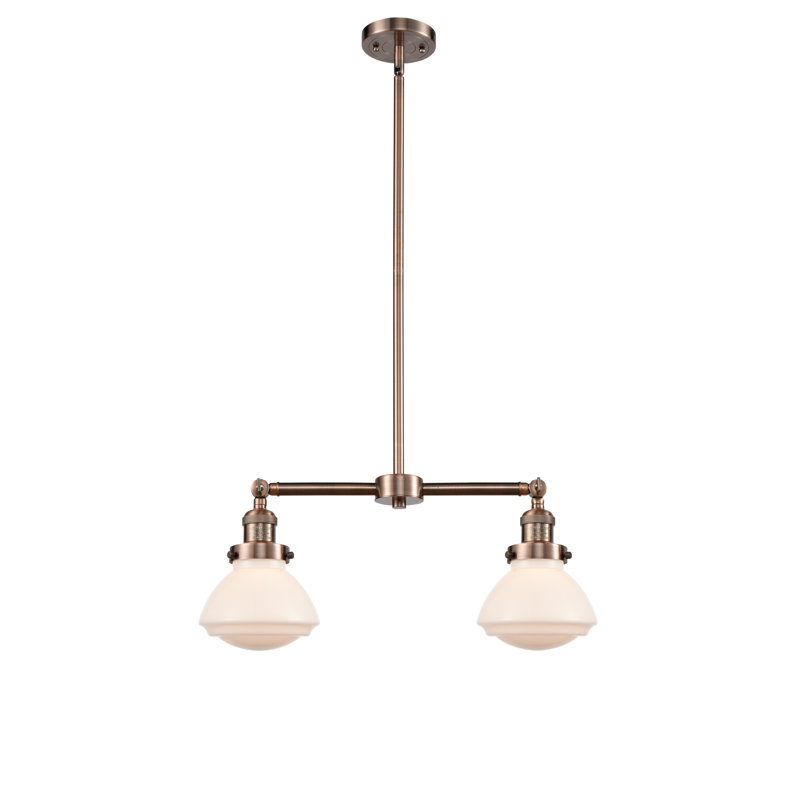 Chesterville 2 - Light Kitchen Island Pendant, Antique Copper, Matte White