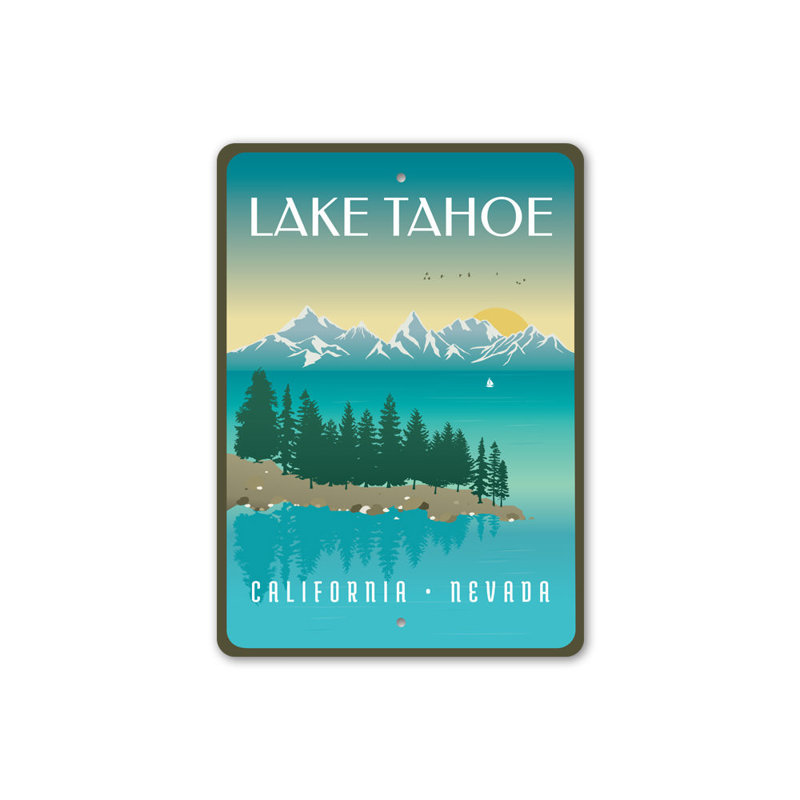 Plaque en aluminium Lake Tahoe Lakehouse, H 14 po x l 10 po x P 0,04 po
