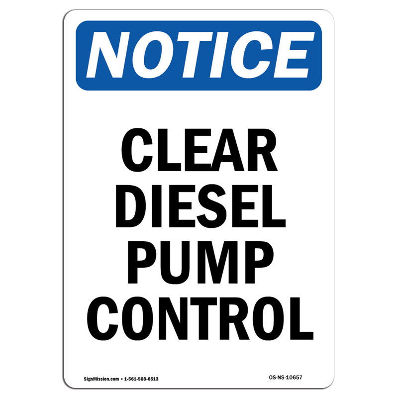 Clear Diesel Pump Control Sign