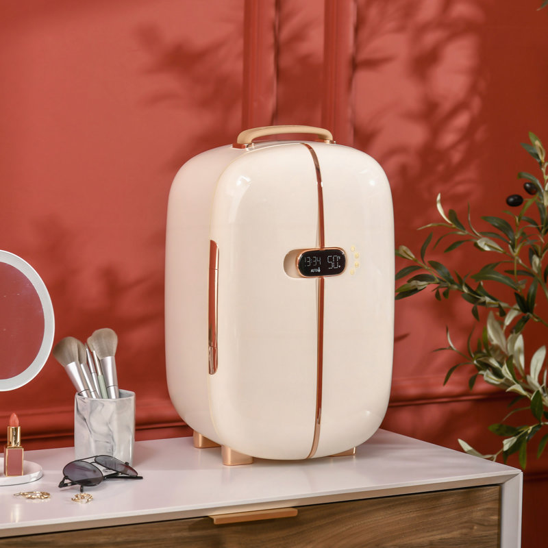 Portable Skincare Fridge With LED Display, 12L Mini Fridge For Beauty, Makeup And Cosmetics, Small Refrigerator Cooler For Bedroom, Home Office, Desktop
