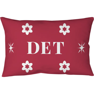 Detroit Basketball Colors White Red White Spun Polyester Pillow 20 inch x 14 inch
