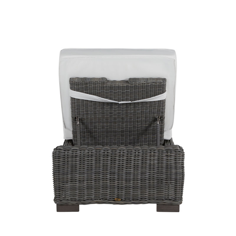 Chaise longue inclinable d'extérieur rustique en résine tressée N-Dura, No Welt + Dream Fill, Lierre Buxomie, Gris ardoise