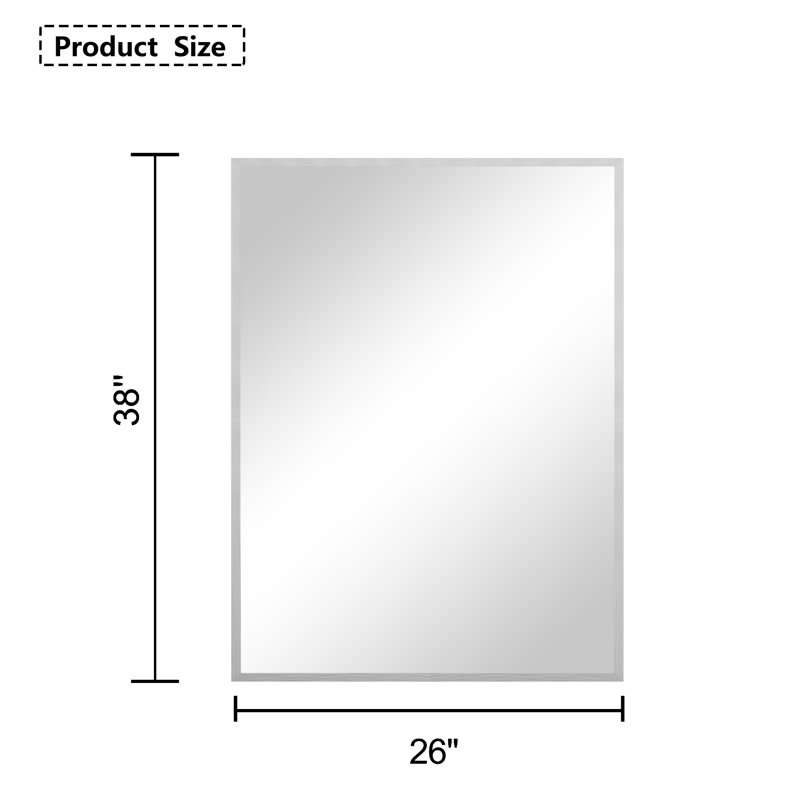 Miroir de salle de bain rectangulaire, miroir mural, Doré, 38 po x 26 po