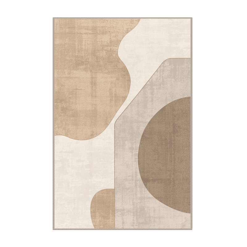Machine Washable Carlstadt Minimalist Rug in Beige – Beige Binding, 6x9